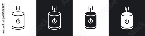 Humidifier icons collection in black filled and line style.