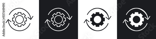 Implementation icons collection in black filled and line style.