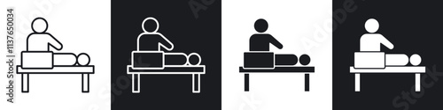 Massage icons collection in black filled and line style.