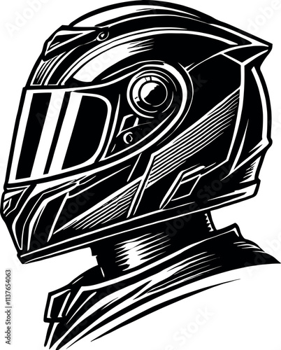 Motorbike Helmet Vector Black Silhouette Cricut Design for T-Shirt photo