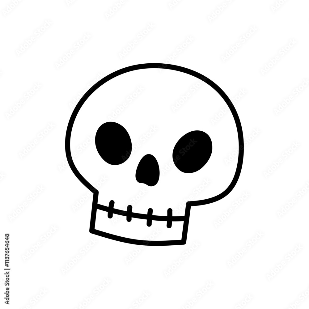 Fototapeta premium Skull isolated on a white background. Hand-drawn vector illustration in doodle style. Perfect for decorations, logo and Halloween designs.