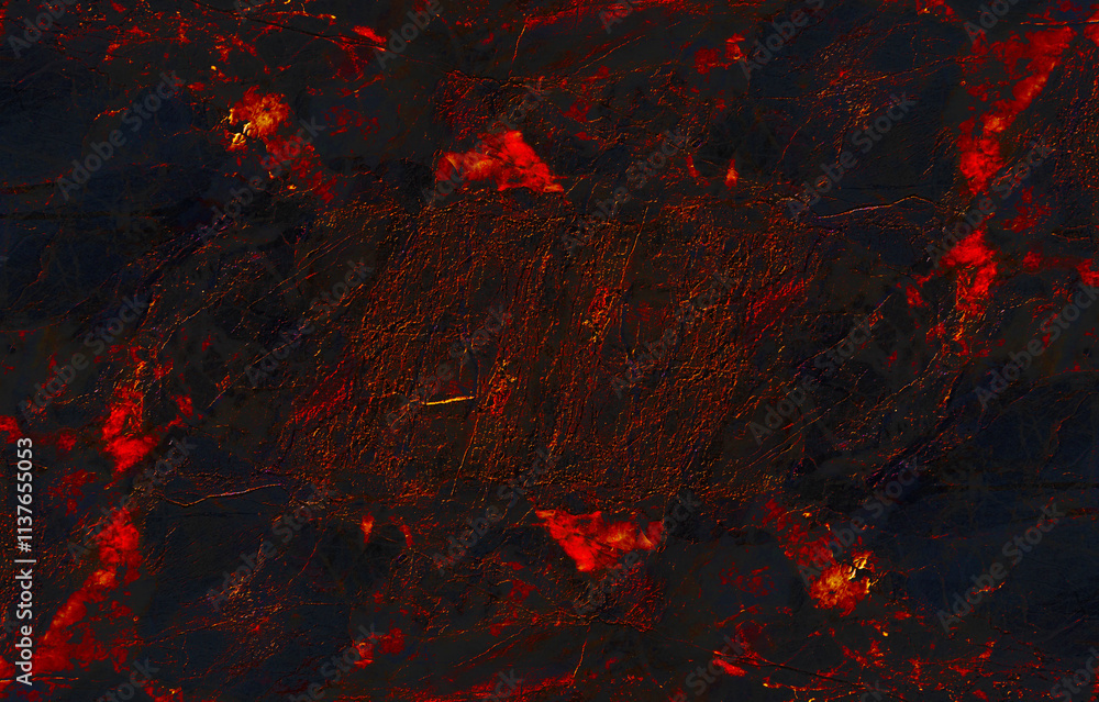Abstract background of lava with red gaps. Dark orange mountains with lava Abstract background of lava with red gaps. Dark orange mountains with lava