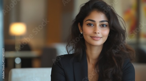 Wallpaper Mural Confident Young Woman with Long Hair in Business Attire at Modern Office Setting Torontodigital.ca