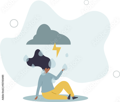 Mental health, psychotherapy and selfcare concept.indignation and resentment upset feelings.flat characters.