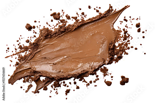 Wet mud, stains texture isolated on white or transparent background, top view, clipping path


