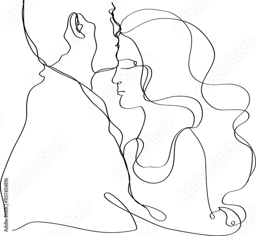 men and woman line art illustration