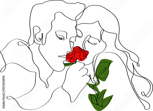 men and woman line art illustration