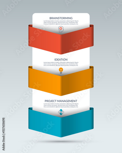 Infographic template with 3 downward arrows. Can be used for graph, chart, report, web design. Vector illustration