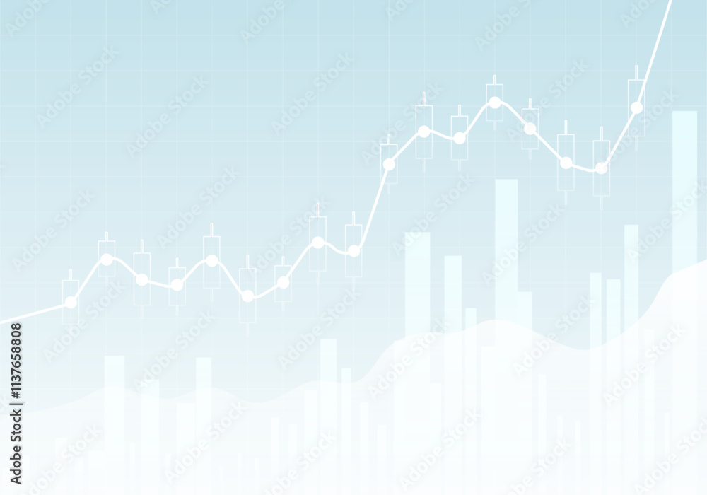 Naklejka premium Abstract infographics visualization. Business chart graph with three lines of increase. Futuristic network or business analytics. Graphic concept for your design