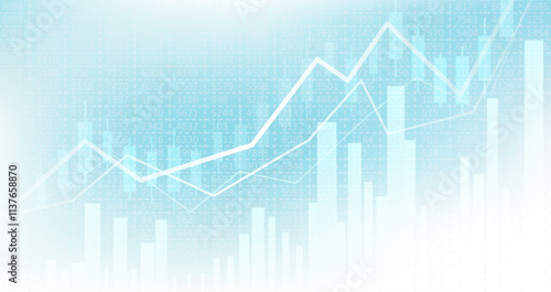 Abstract infographic visualization. Financial chart with uptrend line graphs and candlesticks. Futuristic network or business analytics. Graphic concept for your design.