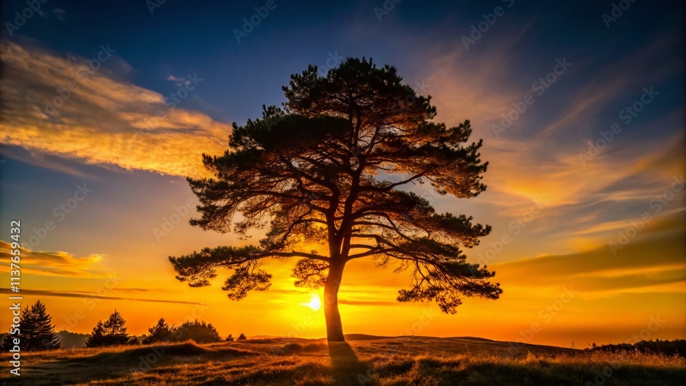 Silhouette Pine Tree Shadow Photography, Dark Forest, Nature, Evening Sun, Dramatic Lighting, Backlit Tree Silhouette Pine Tree Shadow Photography, Dark Forest, Nature, Evening Sun, Dramatic Lighting, Backlit Tree