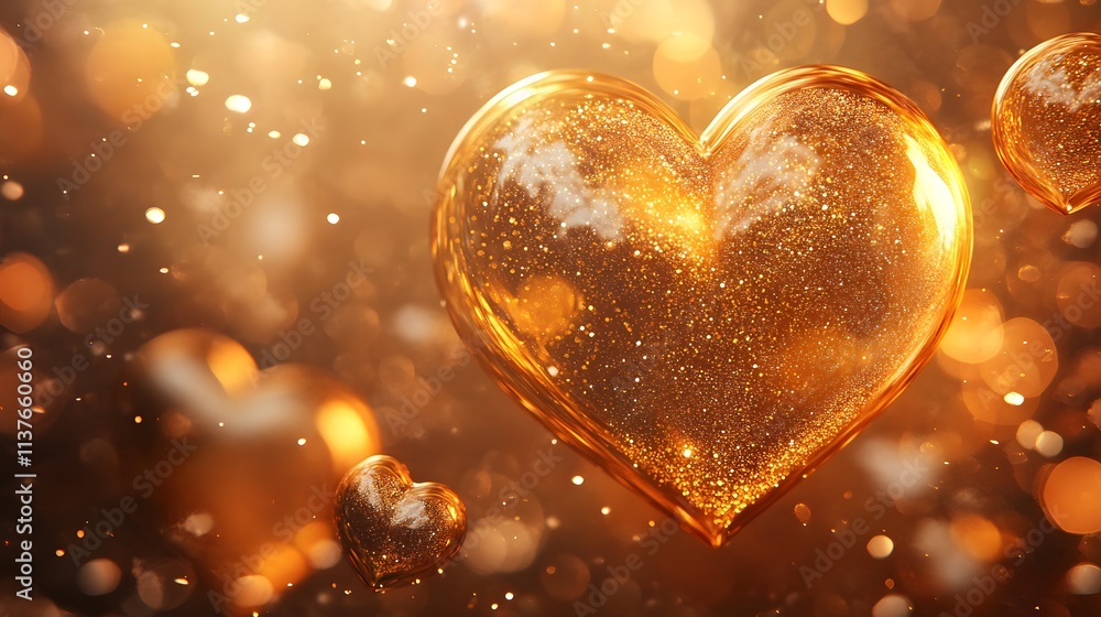 Fototapeta premium golden heart bubble, background