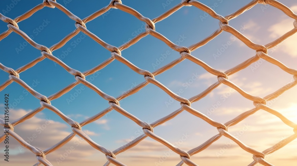Breaking Barriers: Fence Against a Vast Sky at Sunset. Generative AI Breaking Barriers: Fence Against a Vast Sky at Sunset. Generative AI