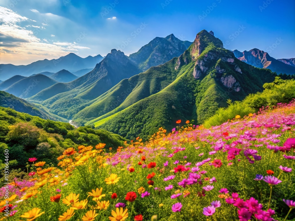 South Korea Summer Mountain Scenery: Breathtaking Peaks, Lush Greenery, Hiking Trails South Korea Summer Mountain Scenery: Breathtaking Peaks, Lush Greenery, Hiking Trails