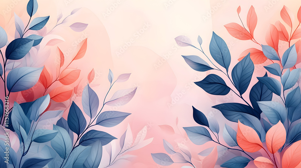 A clean, professional, and versatile background designed for commercial use, featuring soft pastel gradients and subtle abstract shapes interwoven with delicate botanical elements.