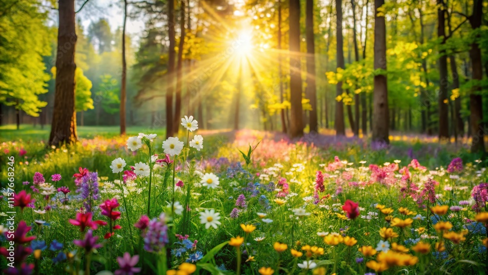 Obraz premium Spring Forest Flowers Bokeh Photography: Dreamy Floral Images, Blurred Background, Nature Photography, Spring Bloom, Wildflowers