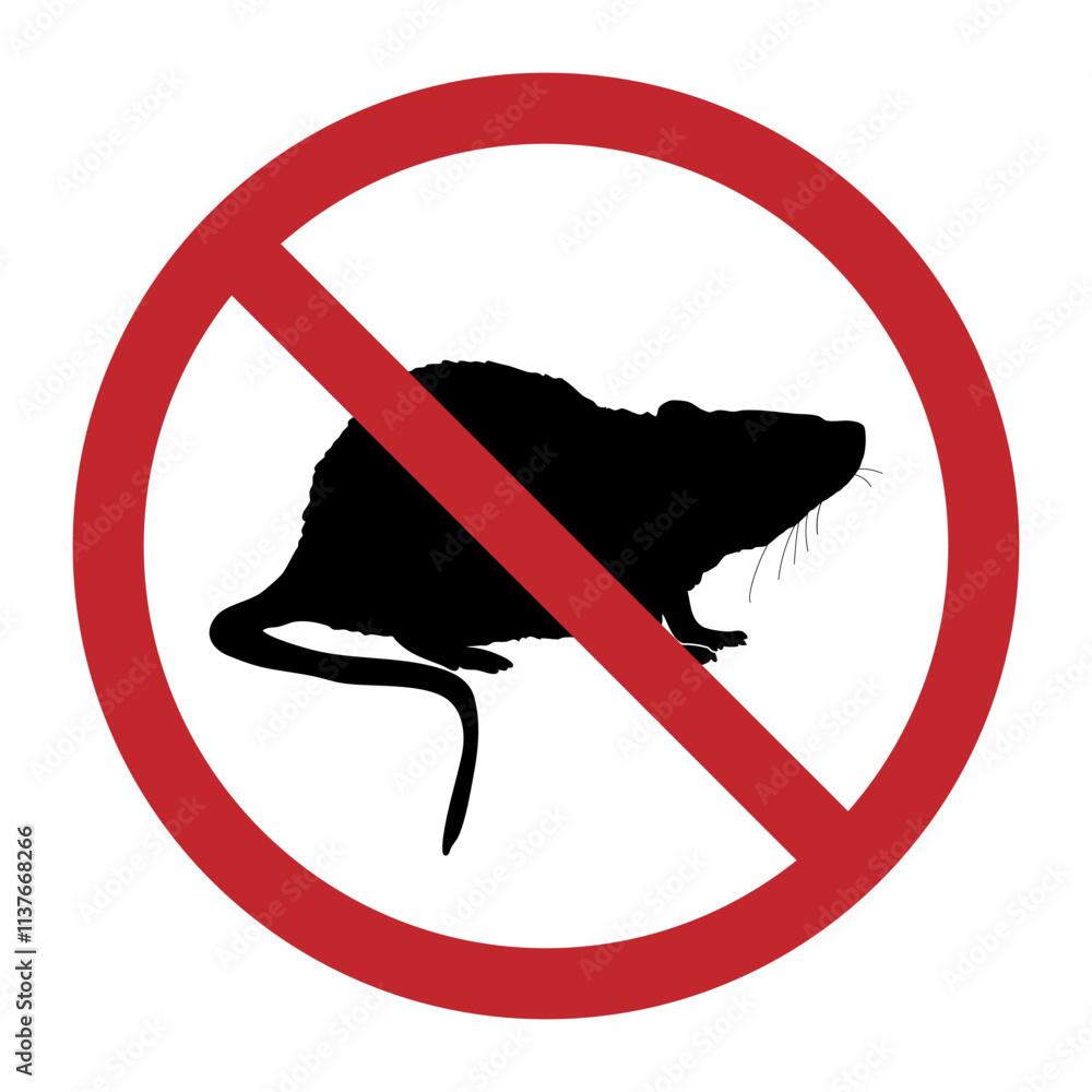 Rat stop warning sign. Stop rat, pet control, prohibition, warning or ...