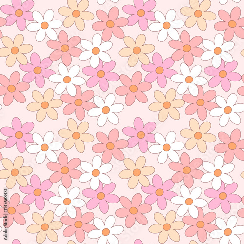 Cute scattered flower shapes in pastel colors seamless floral pattern