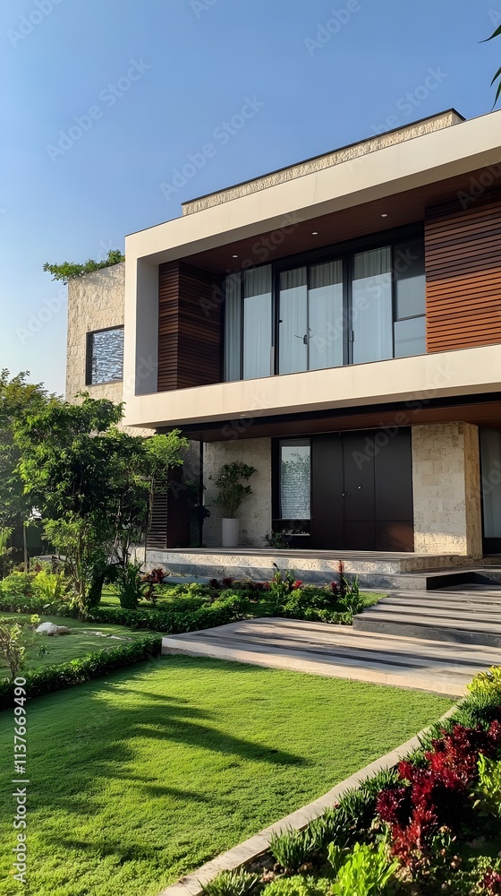 53. A home exterior view showcasing high-tech security features 53. A home exterior view showcasing high-tech security features