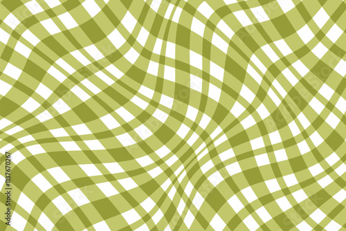 simple abstract olive color check plaid wavy distort line pattern a seamless pattern of green and white stripes