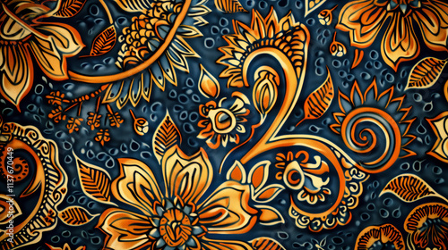 Colorful vintage surface with an old oriental pattern. The background is a texture that has a decorative value. For overlay or texture designs