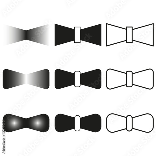 Bowtie collection icon. Formal accessory vector. Elegant black tie. Decorative gradient shapes.