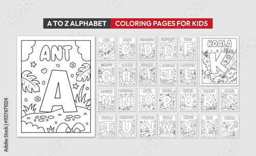 Cute ABC Alphabet Coloring Page For Preschool Kids Activity