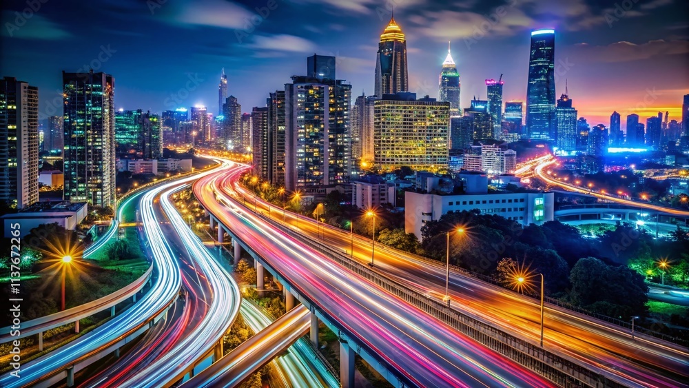 Stunning 4K HD Long Exposure Night Cityscape Photography Background - Abstract Light Trails & City Lights Stunning 4K HD Long Exposure Night Cityscape Photography Background - Abstract Light Trails & City Lights