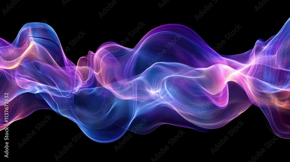 Colorful Abstract Wave Patterns in Fluid Motion Against Black Background Colorful Abstract Wave Patterns in Fluid Motion Against Black Background