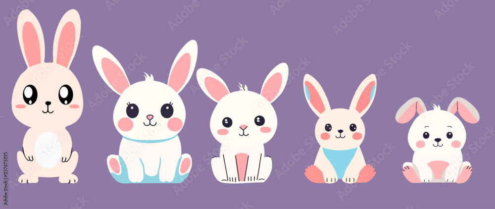 Adorable and stylish vector set featuring chic and cool cartoon elements, including a collection of cute rabbit characters. Perfect for designs related to kids, fun themes, and playful illustrations. Adorable and stylish vector set featuring chic and cool cartoon elements, including a collection of cute rabbit characters. Perfect for designs related to kids, fun themes, and playful illustrations.