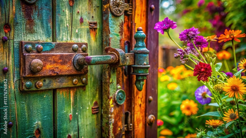 Macro Garden Gate Photography: Close-Up Details of Rustic, Wooden, Metal, and Wrought Iron Garden Entrances Macro Garden Gate Photography: Close-Up Details of Rustic, Wooden, Metal, and Wrought Iron Garden Entrances