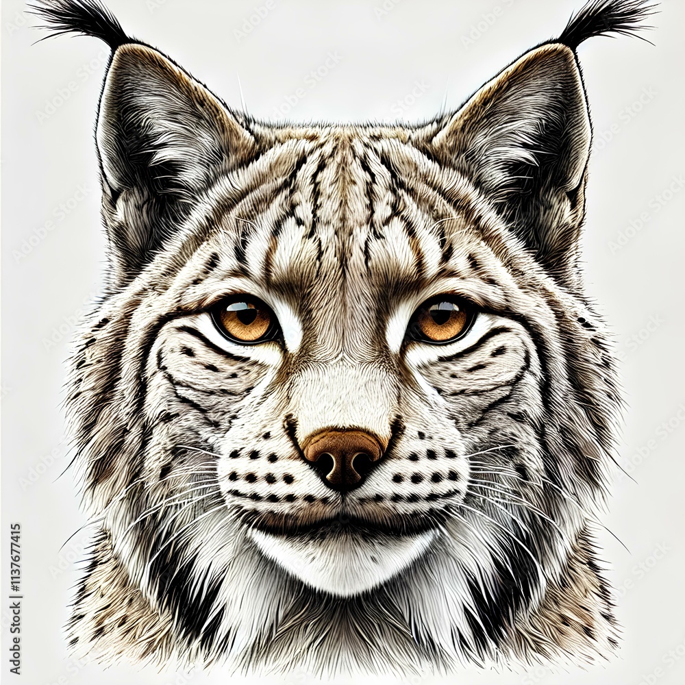 Obraz premium lynx head against white background