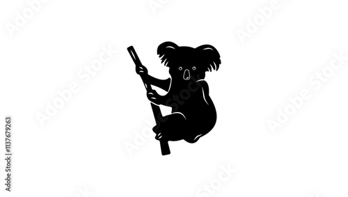 Koala emblem, black isolated silhouette photo