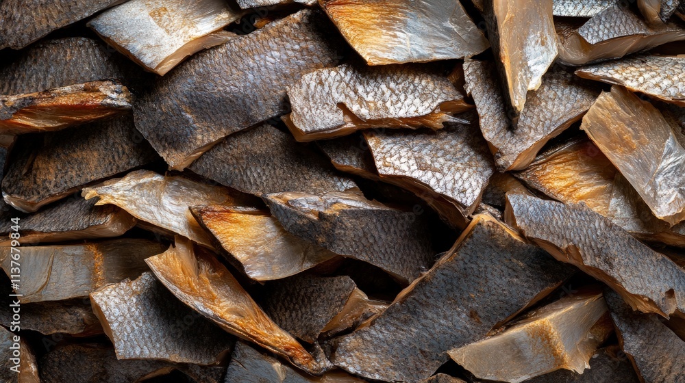 Dried Fish Skin Textures with Natural Patterns and Earthy Tones Dried Fish Skin Textures with Natural Patterns and Earthy Tones