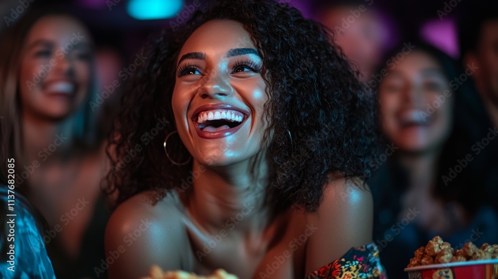 A woman with curly hair is smiling A woman with curly hair is smiling