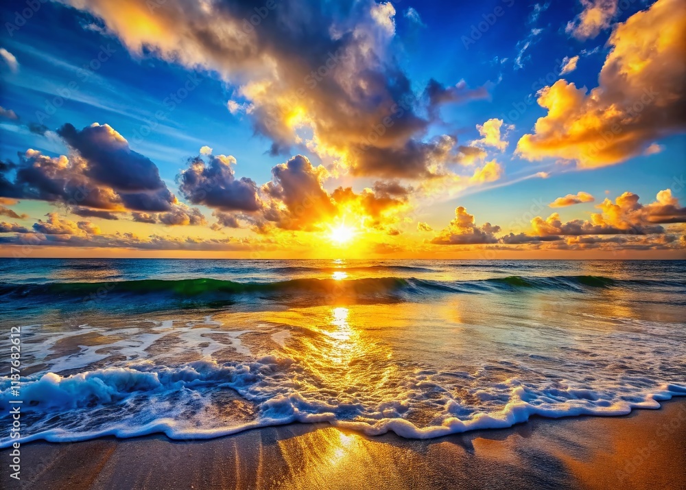 Stunning Sunrise Seascape: Clear Sky Ocean Photography Stunning Sunrise Seascape: Clear Sky Ocean Photography