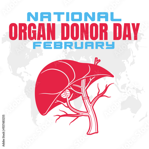 NATIONAL ORGAN DONOR DAY social media post Vector Illustration on february