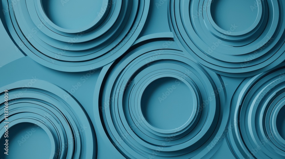 Abstract Blue Geometric Background with curved lines vector presentation design, light blue background 