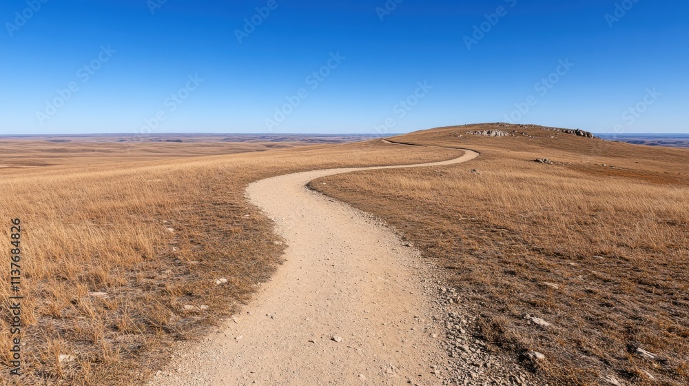 A winding path meanders through tall golden grasses under a vast blue sky, inviting exploration and peaceful contemplation. A winding path meanders through tall golden grasses under a vast blue sky, inviting exploration and peaceful contemplation.