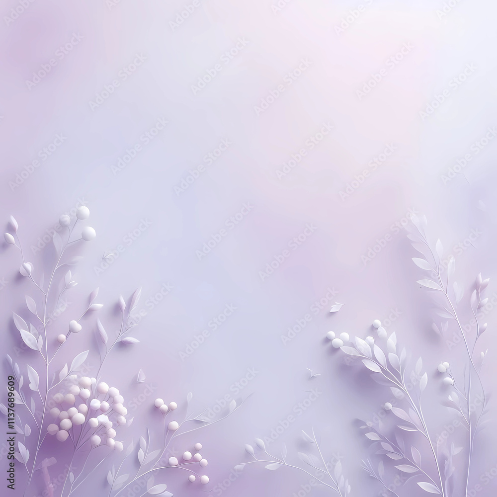 Fototapeta premium A lilac pastel color background image with little flowers