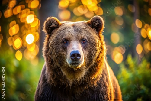 Majestic Grizzly Bear Brand Logo Design, Bokeh Background, Nature Photography, Wildlife Image, Bear Branding, Corporate Identity, Company Logo photo