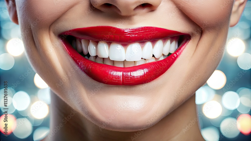 Fototapeta premium Captivating dental photography: perfect teeth, bright smiles, and radiant, healthy grins.