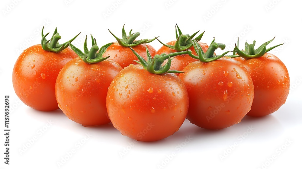Six Ripe Red Tomatoes Cluster Together Fresh Six Ripe Red Tomatoes Cluster Together Fresh