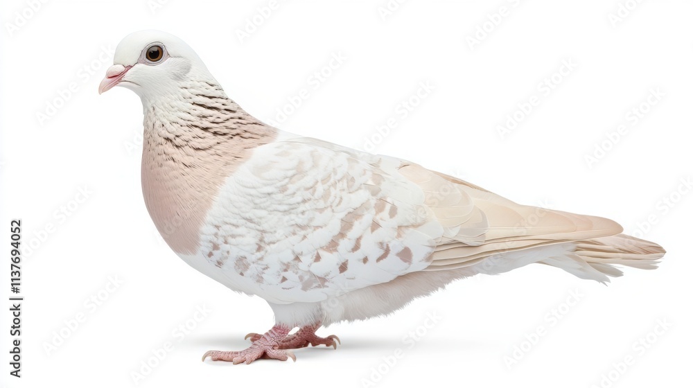 Obraz premium Delicate Cream Pigeon, a Stunning Portrait of Avian Beauty