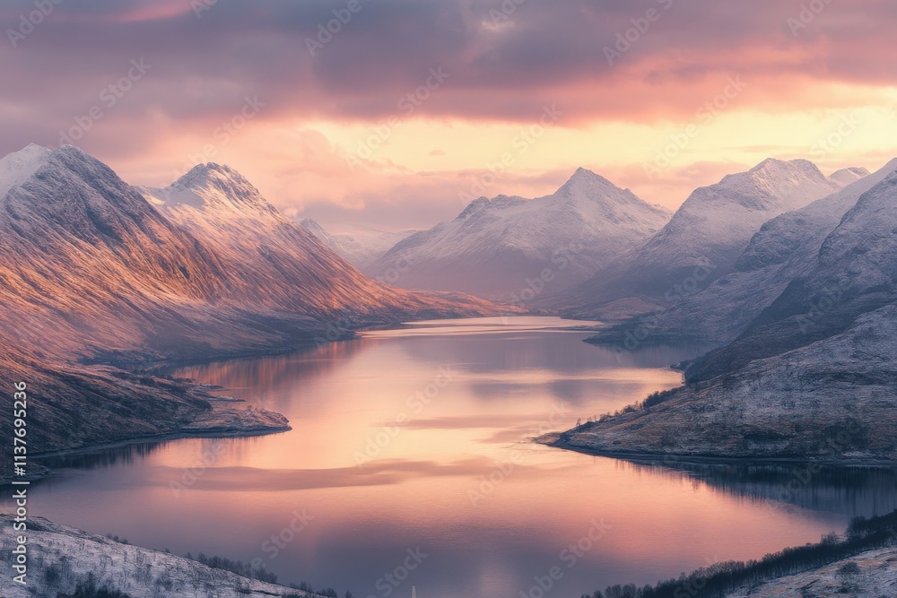 At sunset, close-up planet Mars has mountains and water with a starry sky panorama. Stock image.. Beautiful simple AI generated image At sunset, close-up planet Mars has mountains and water with a starry sky panorama. Stock image.. Beautiful simple AI generated image