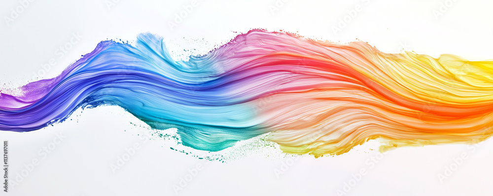 Obraz premium Close-up of a colorful rainbow eye header isolated on panoramic white background, colors vision concept