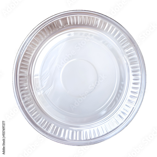 Disposable plastic plate placed on white or transparent background, clipping path

