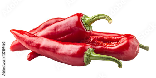 Fresh red pepper, paprika isolated on white or transparent background


