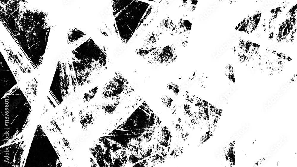 Naklejka premium Grunge black and white urban vector texture. design brush strokes. Overlay texture. Faded black-white dyed paper texture. Sketch grunge design. Use for poster, cover, banner, mock-up, stickers layout.