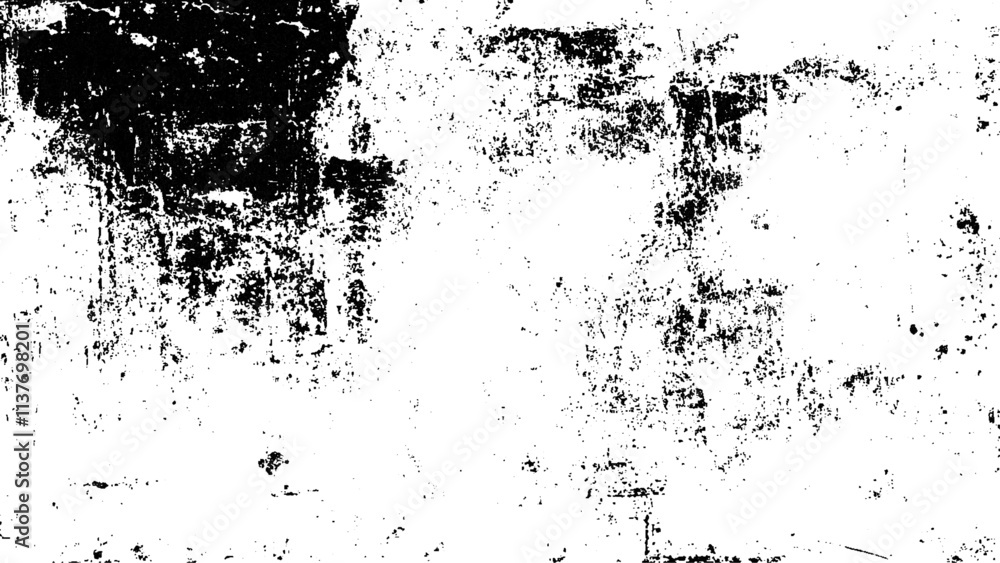 Fototapeta premium Grunge czarno-biała miejska tekstura wektorowa. projekt pociągnięcia pędzla. Tekstura nakładki. Wyblakła czarno-biała farbowana tekstura papieru. Szkic grunge design. Użyj do plakatu, okładki, banera, makiety, układu naklejek.